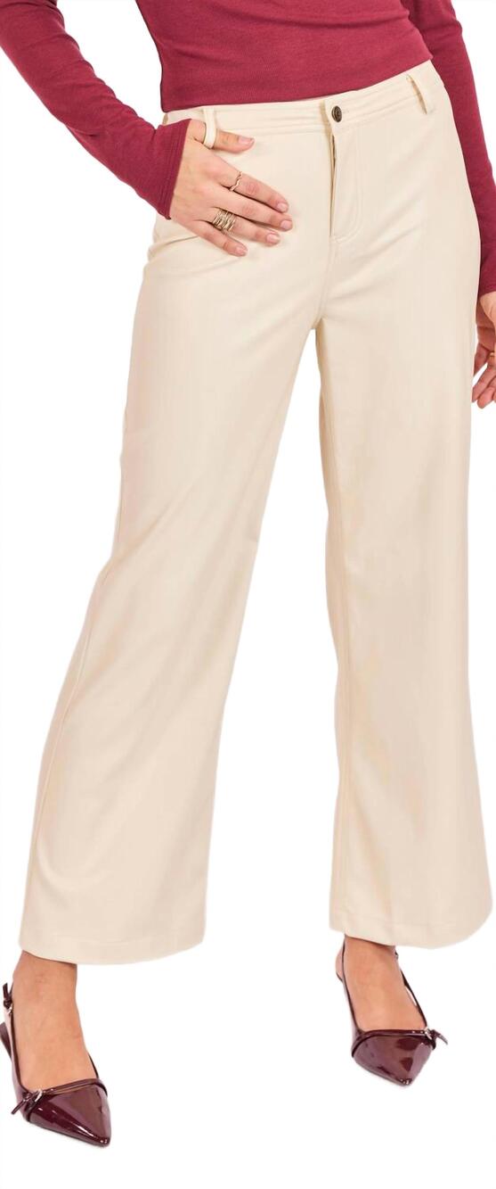 NEW SADIE & SAGE faux leather pants in ivory taupe